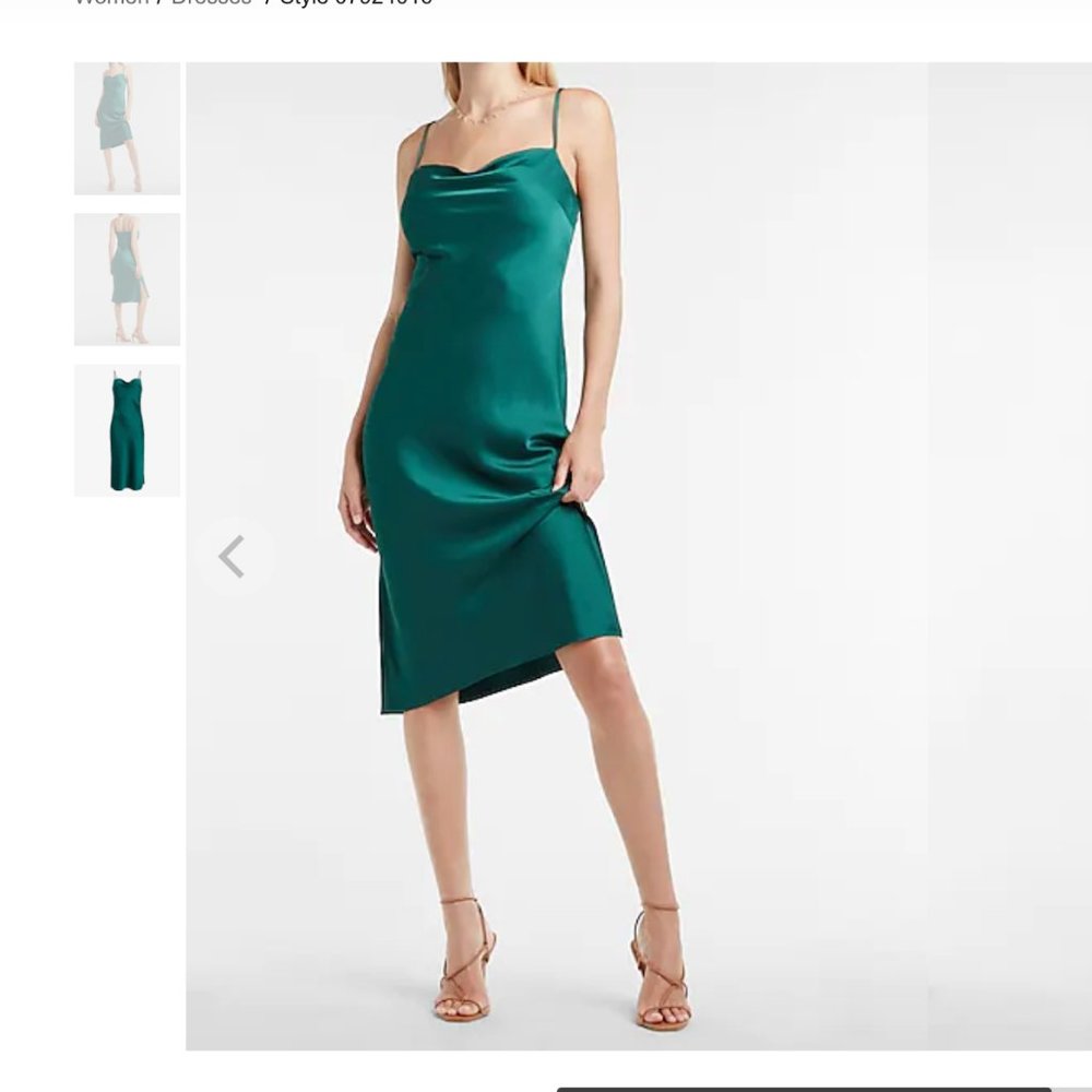 Express Satin Cowl Neck Midi Slip Dress Green June Bug Small